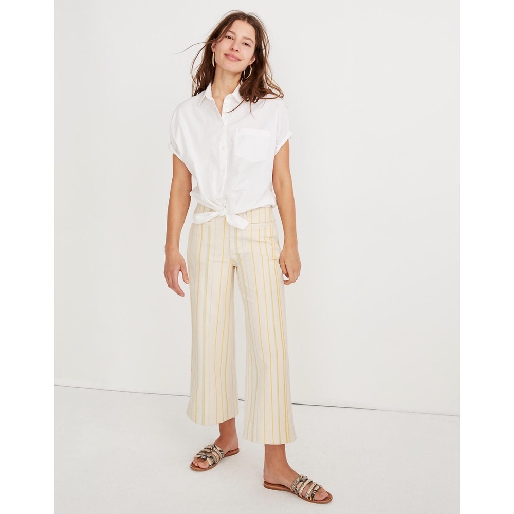 NWT Madewell Emmett Wide-Leg Crop Pants in Stripe